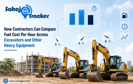 Contractors comparing fuel cost per hour across excavators and other heavy equipment using GPS tracking and fuel monitoring.