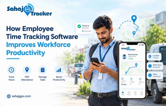 Field employee checking in on a mobile app using employee time tracking software to log location and work hours